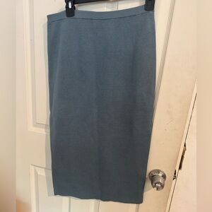 Eileen Fisher Womens Small Midi Skirt Stretch Blue Jersey Ponte Knit